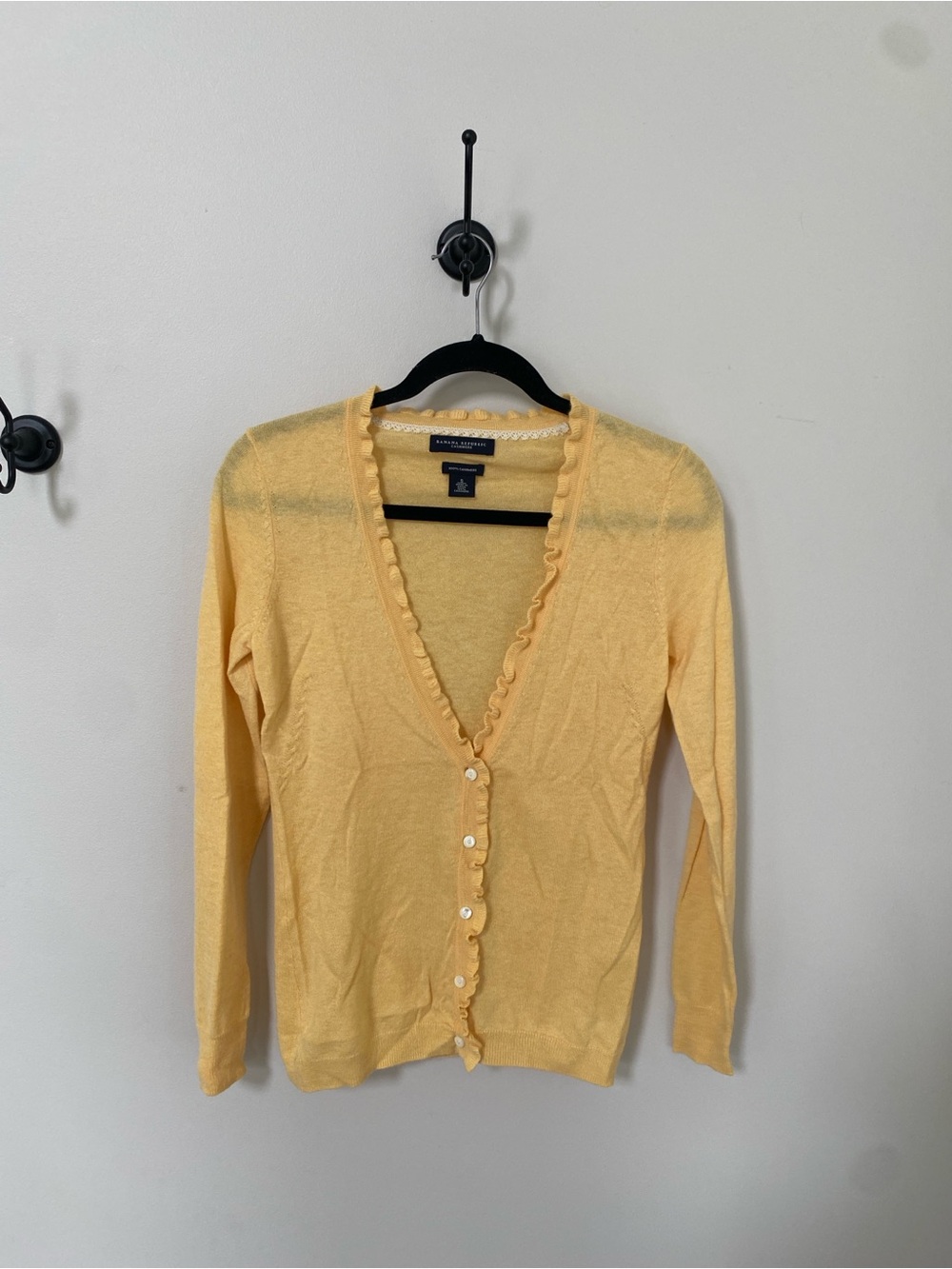 Banana Republic Romantic Ruffle Y2K Cashmere Cardigan Womens Small